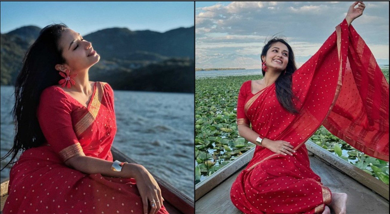 বাঙালি সাজে ইউরোপের স্কাদার লেকে তাসনিয়া ফারিণ