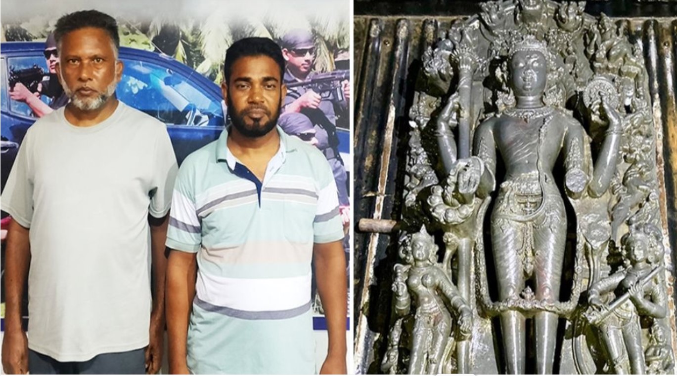 বগুড়ার শেরপুরে ১৯০ কেজির কষ্টি পাথরের মূর্তিসহ দুই পাচারকারী গ্রেফতার