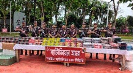 ব্রাহ্মণবাড়িয়ার বিজয়নগরে ৯ কোটি টাকার ভারতীয় অবৈধ মালামাল জব্দ